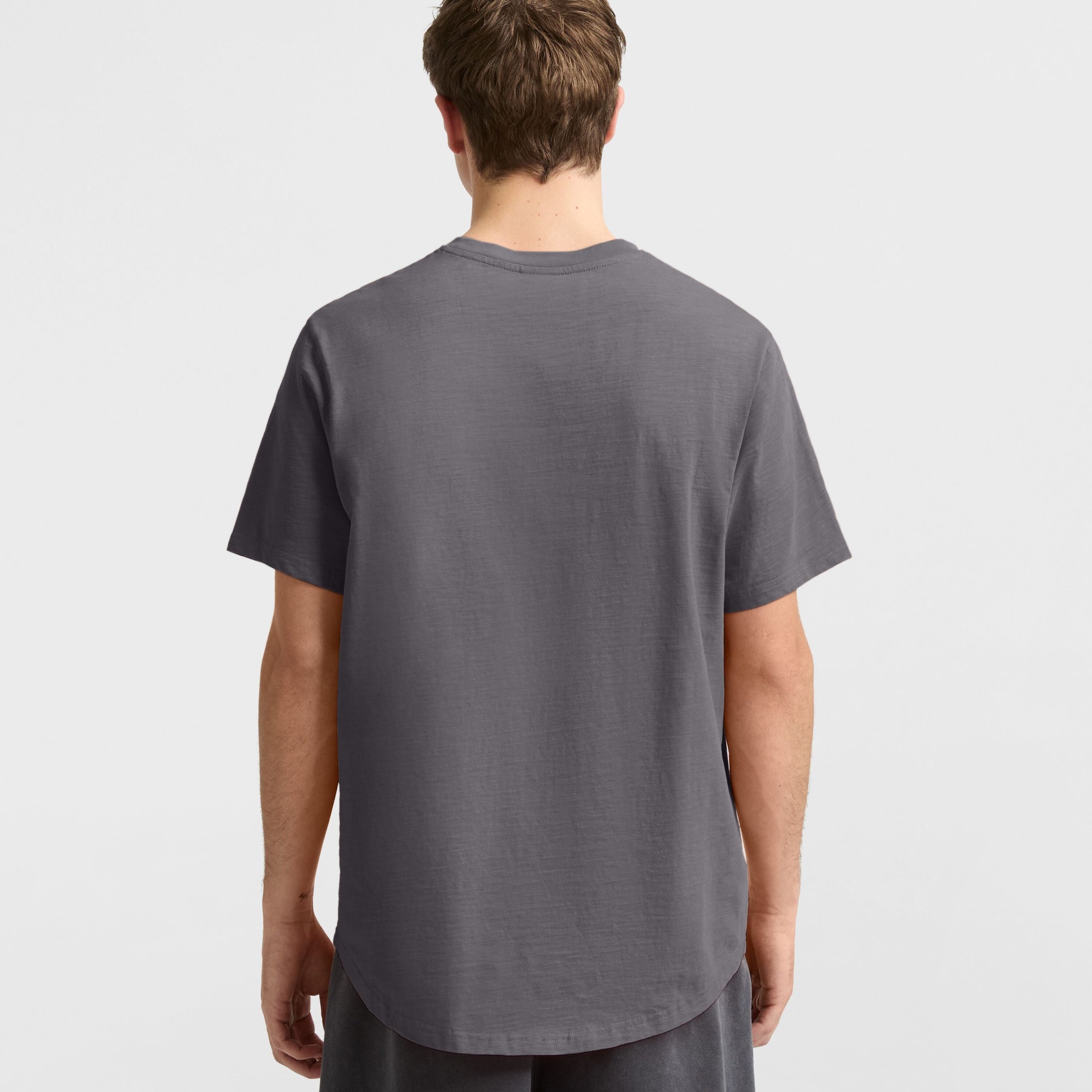 Curved Hem Slub T-Shirt. Embroidered Script - Image 4