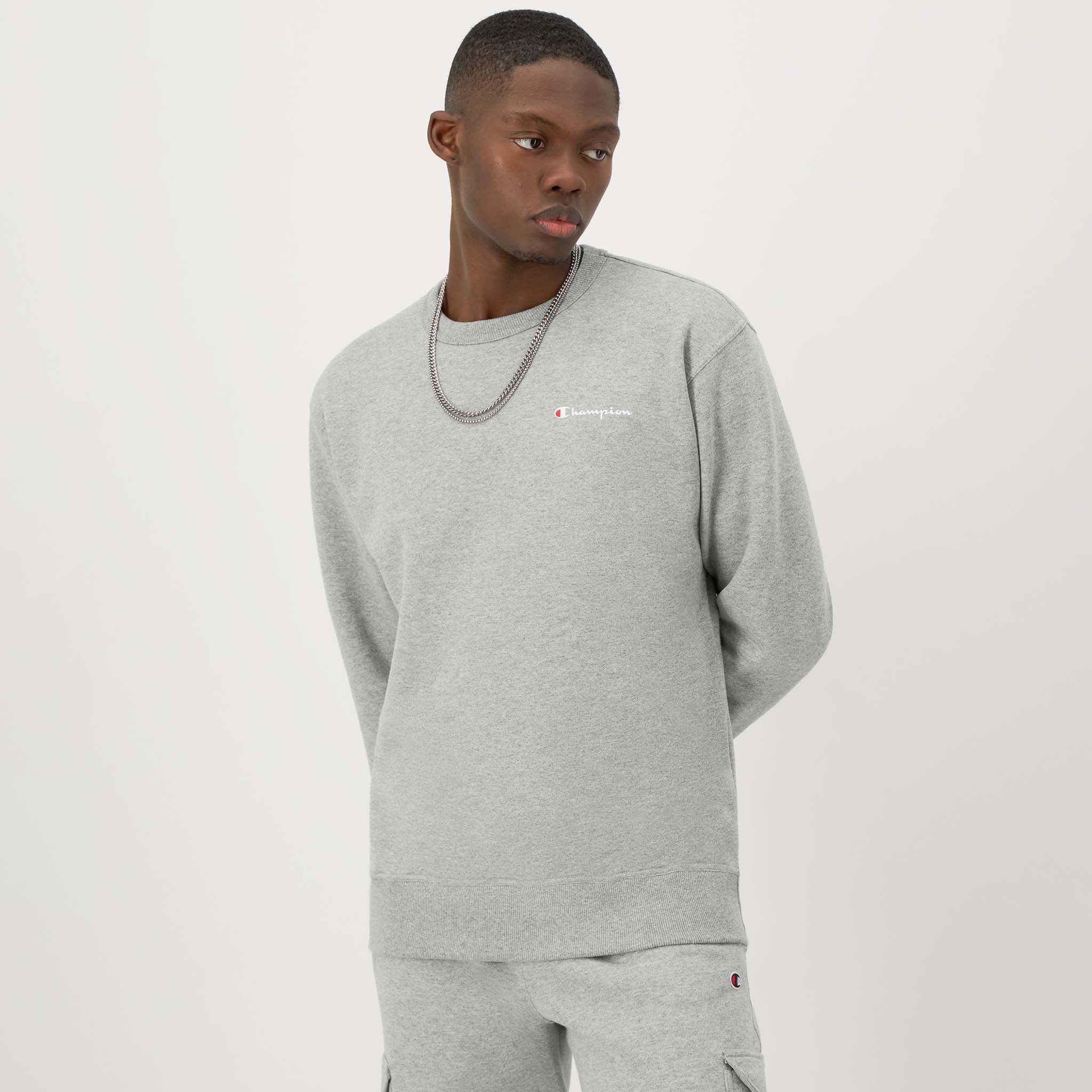 Powerblend Crewneck Sweatshirt. Left Script Logo