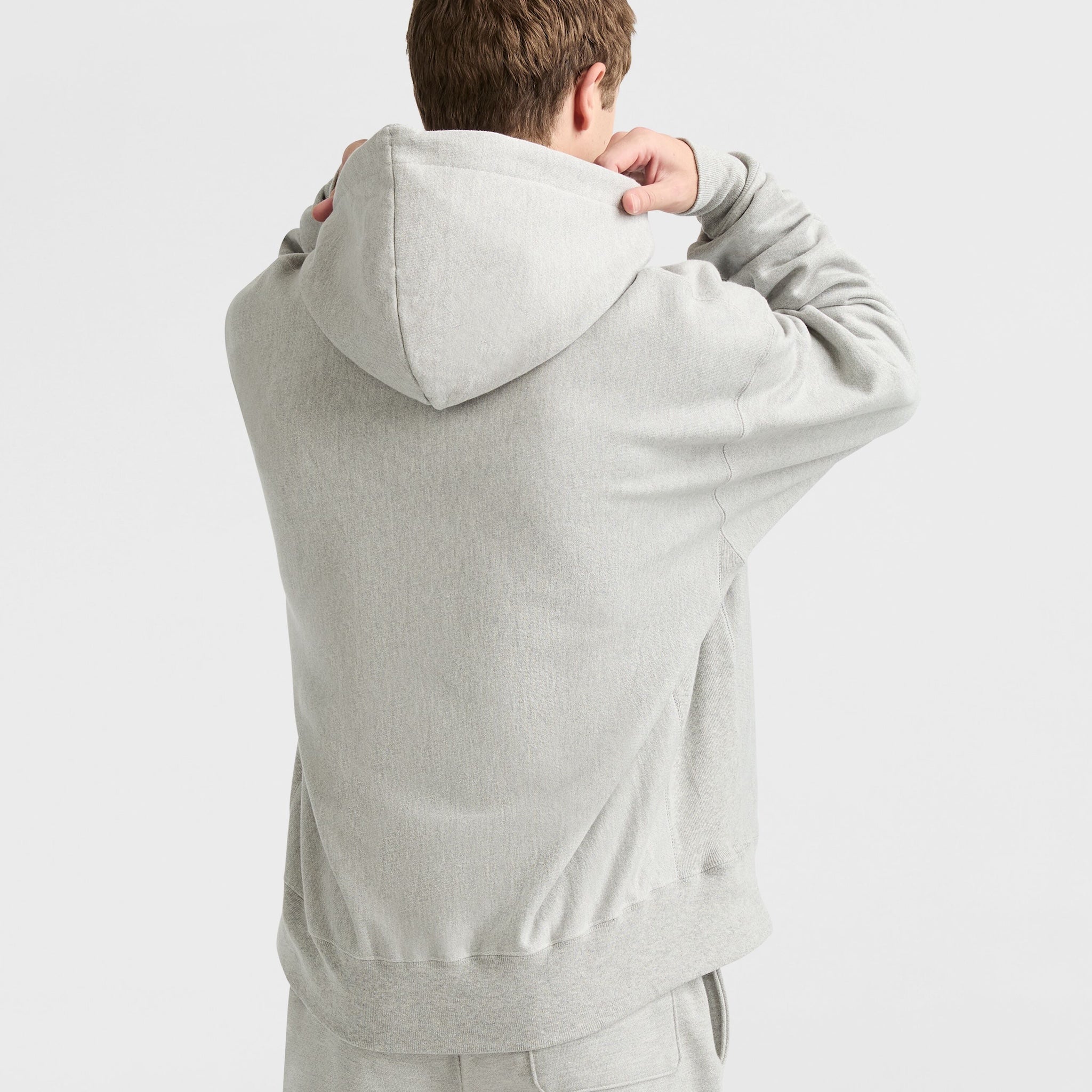 Reverse Weave Hoodie. White Vintage Script Logo - Image 2