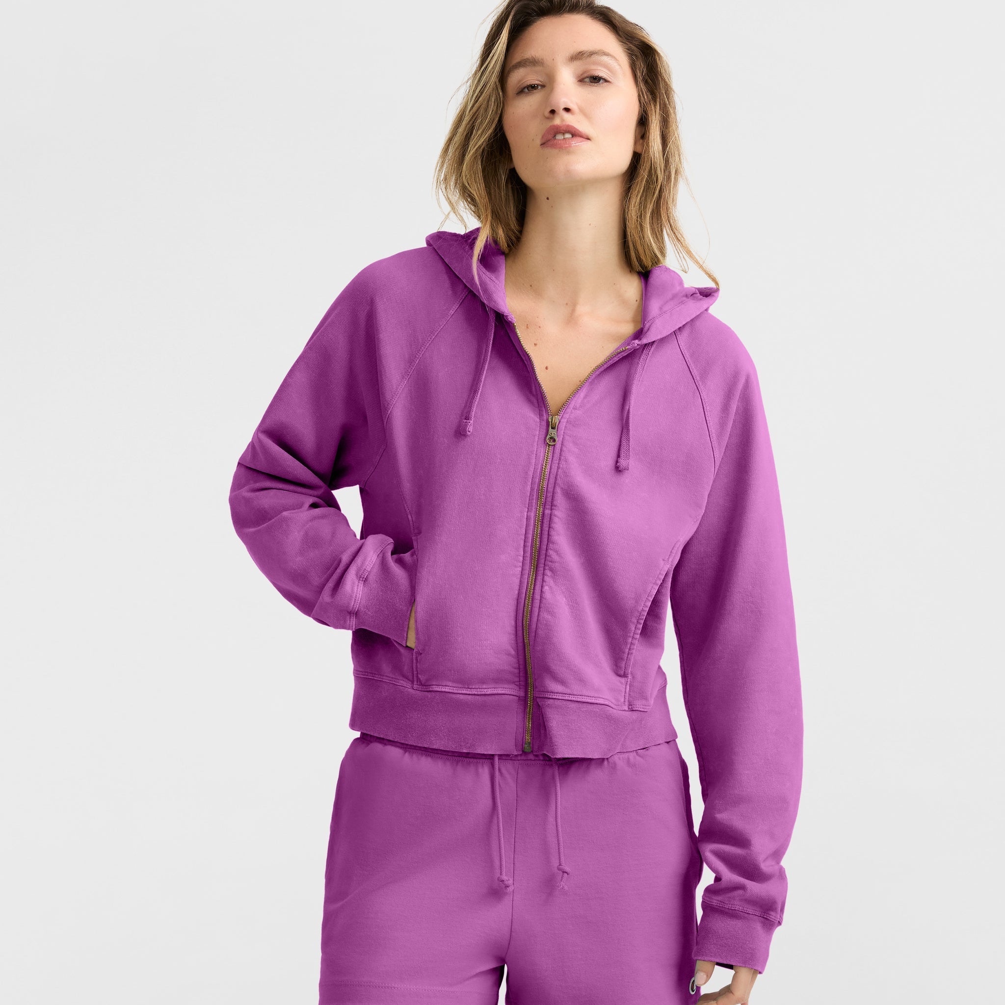 Vintage Wash Zip-Up Hoodie. C Logo