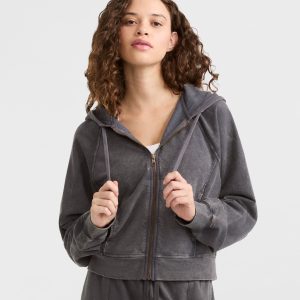 Vintage Wash Zip-Up Hoodie. C Logo