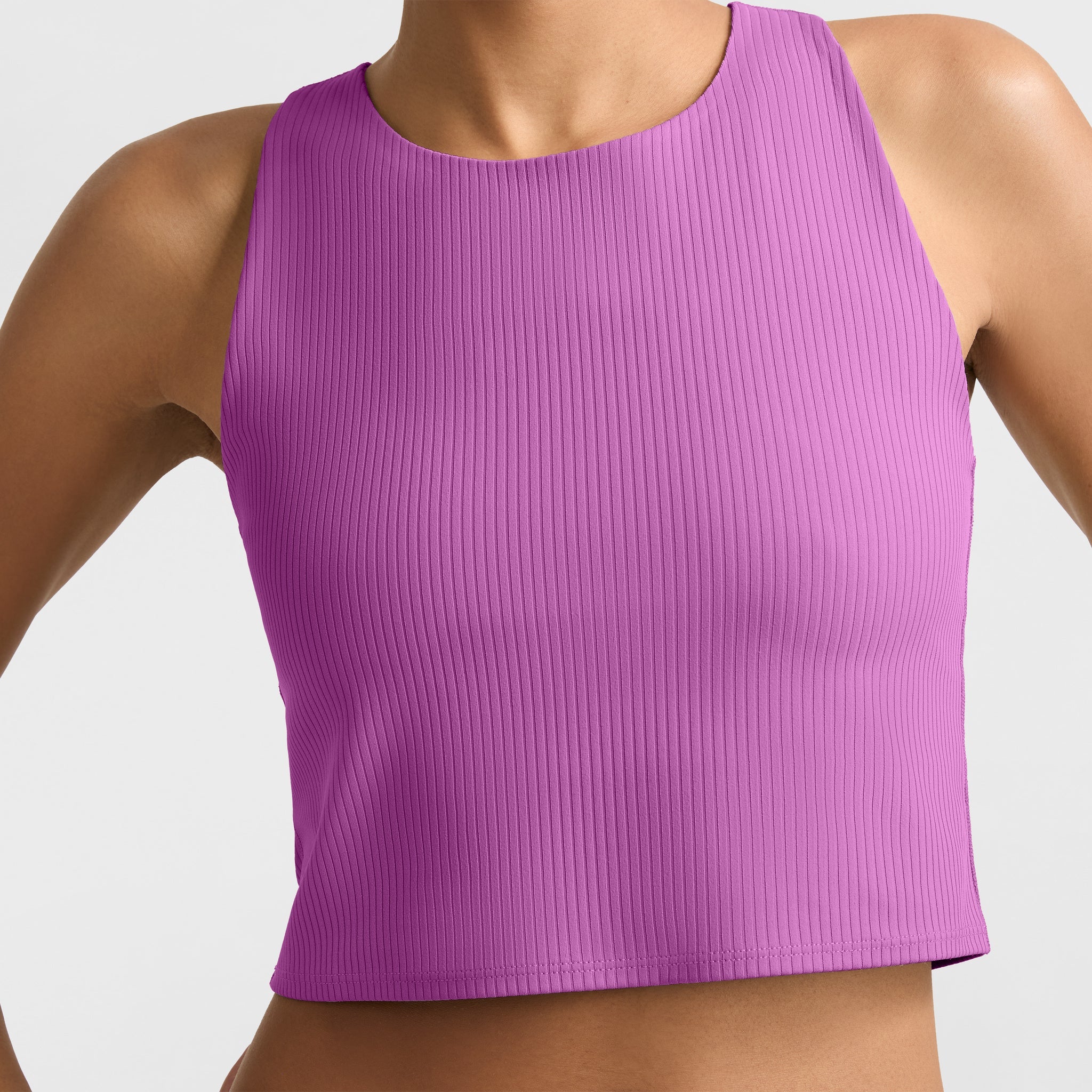 Soft Touch Ribbed Cropped Tank Top. C Logo - Image 3