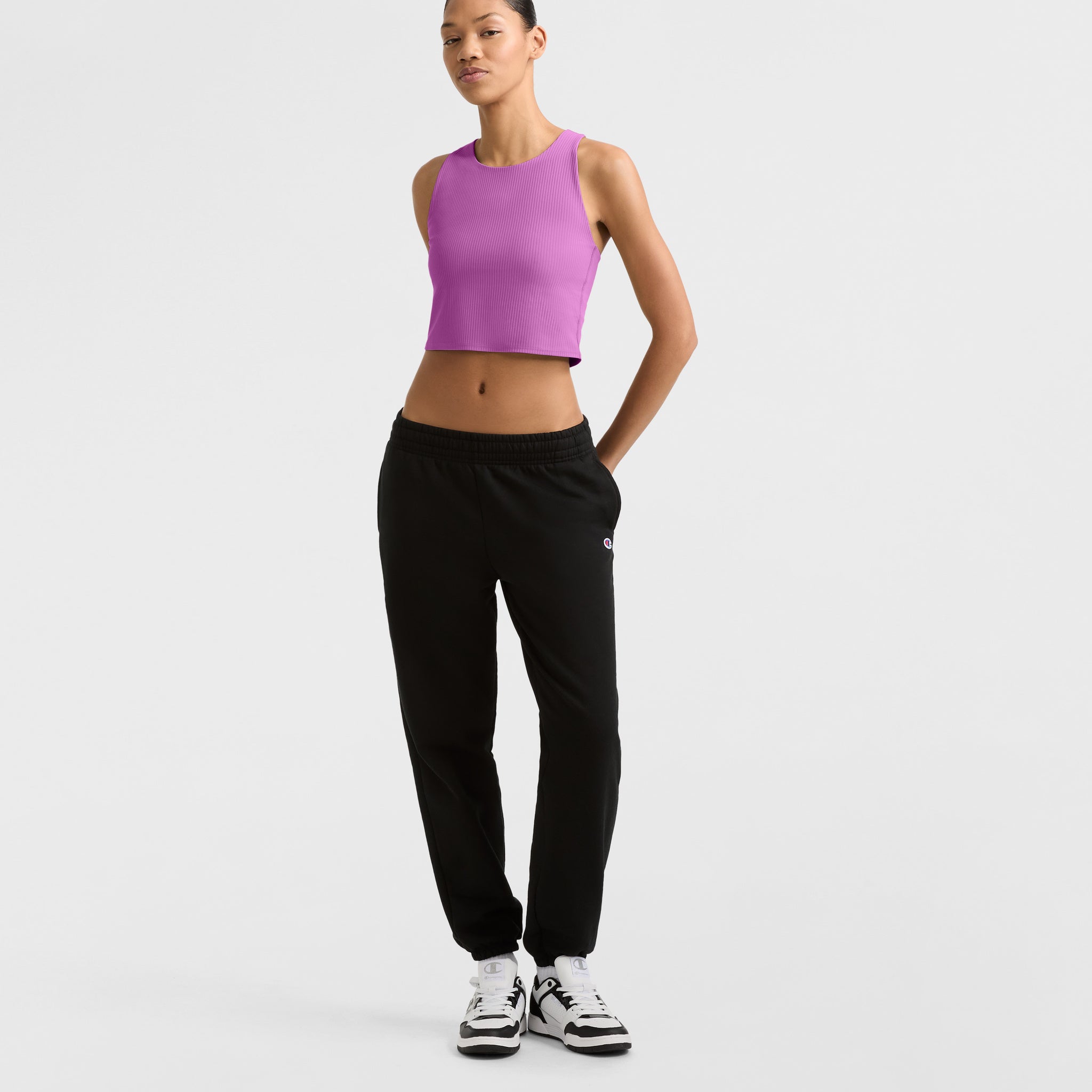 Soft Touch Ribbed Cropped Tank Top. C Logo - Image 5