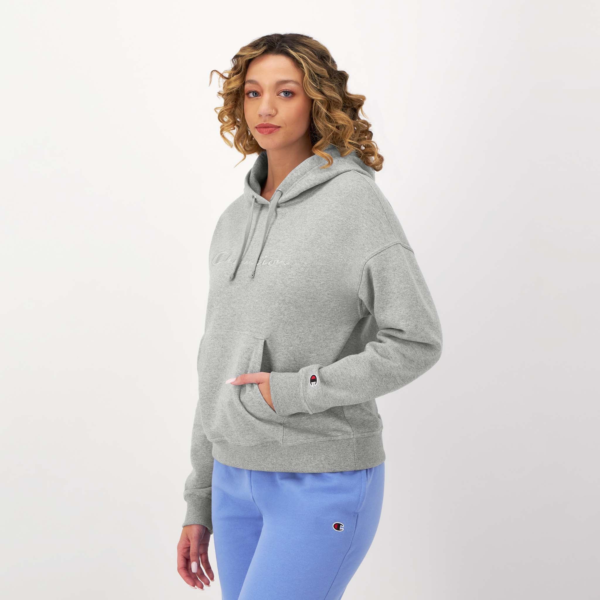 Powerblend Hoodie. Relaxed. Full Embroidered Script Logo - Image 2