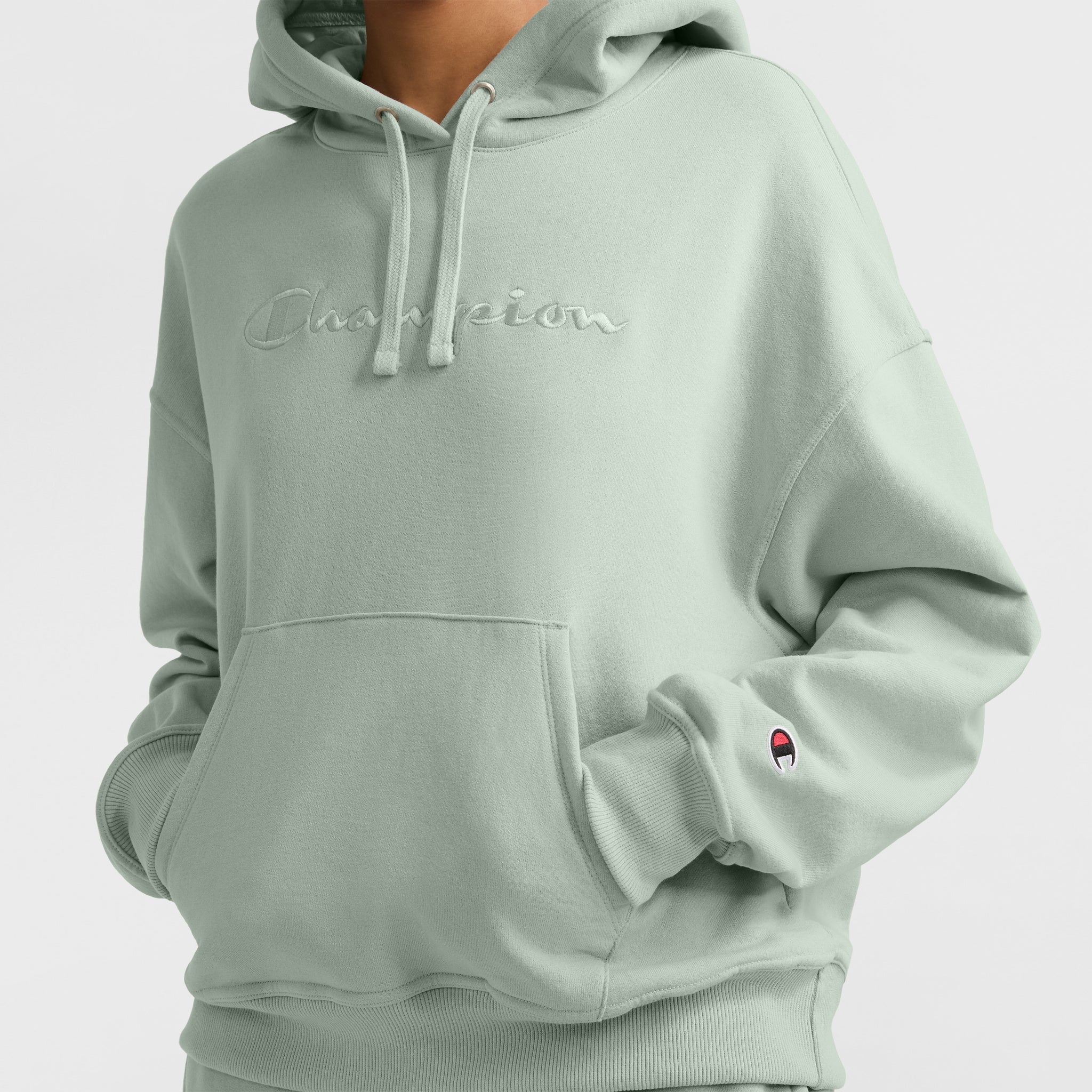 Powerblend Hoodie. Relaxed. Full Embroidered Script Logo - Image 3