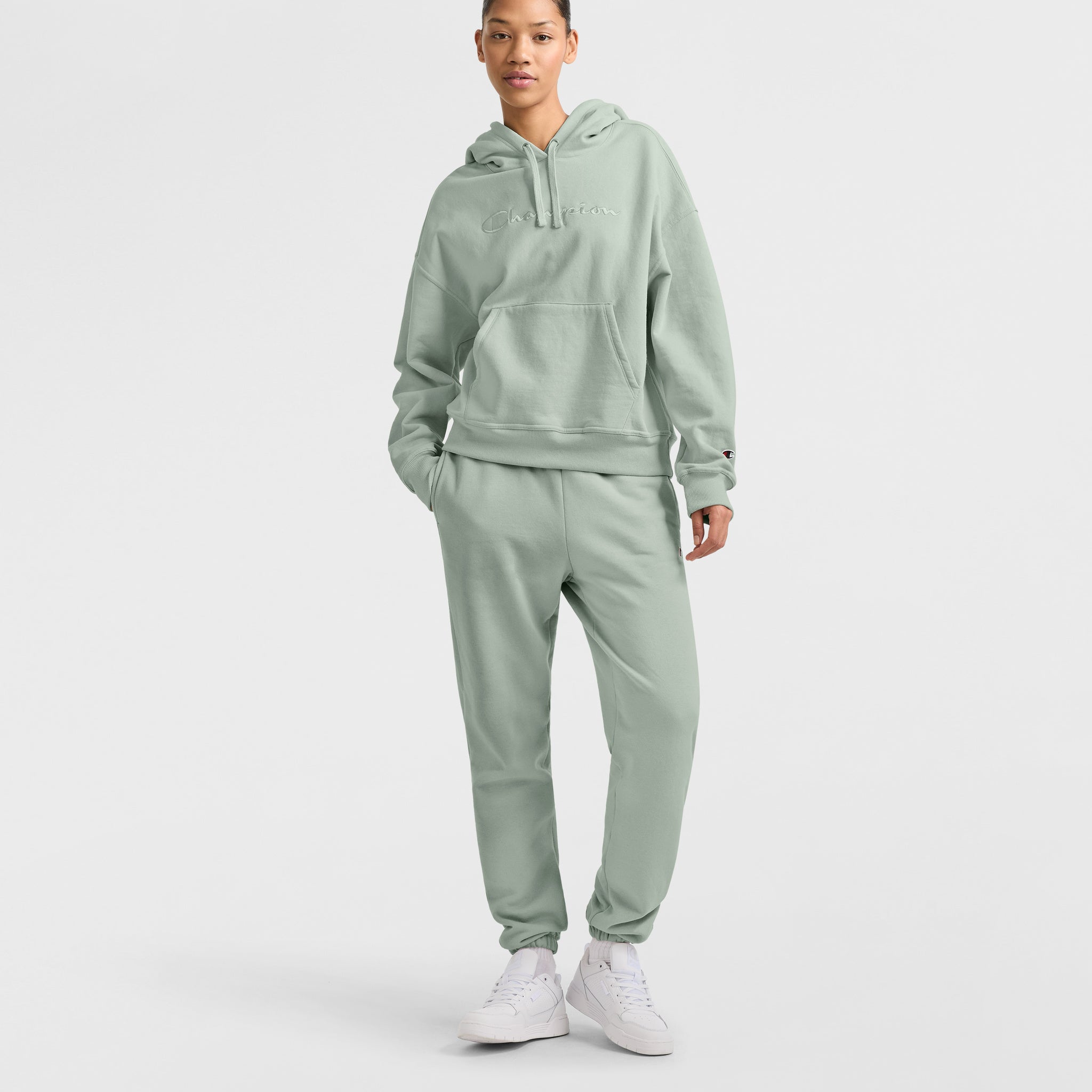Powerblend Hoodie. Relaxed. Full Embroidered Script Logo - Image 4