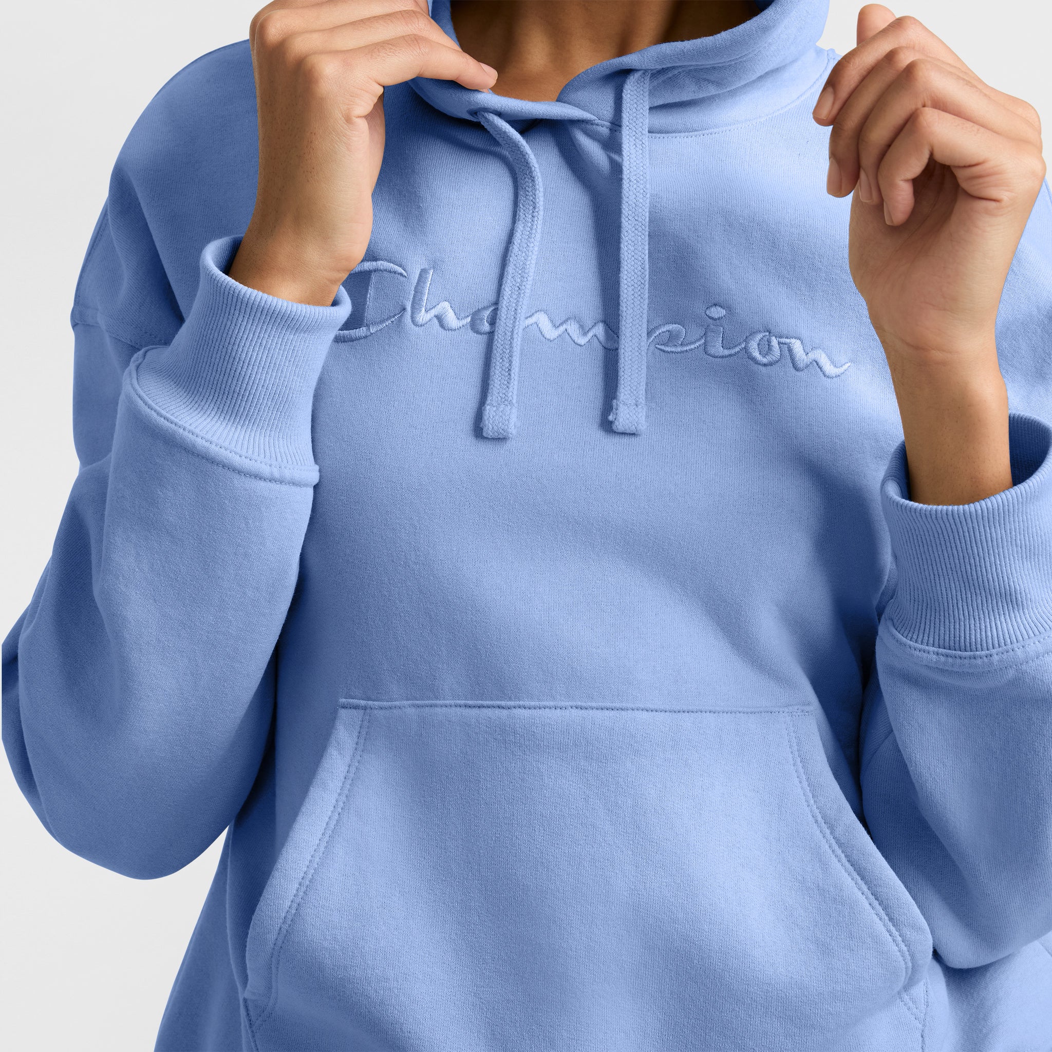 Powerblend Hoodie. Relaxed. Full Embroidered Script Logo - Image 3