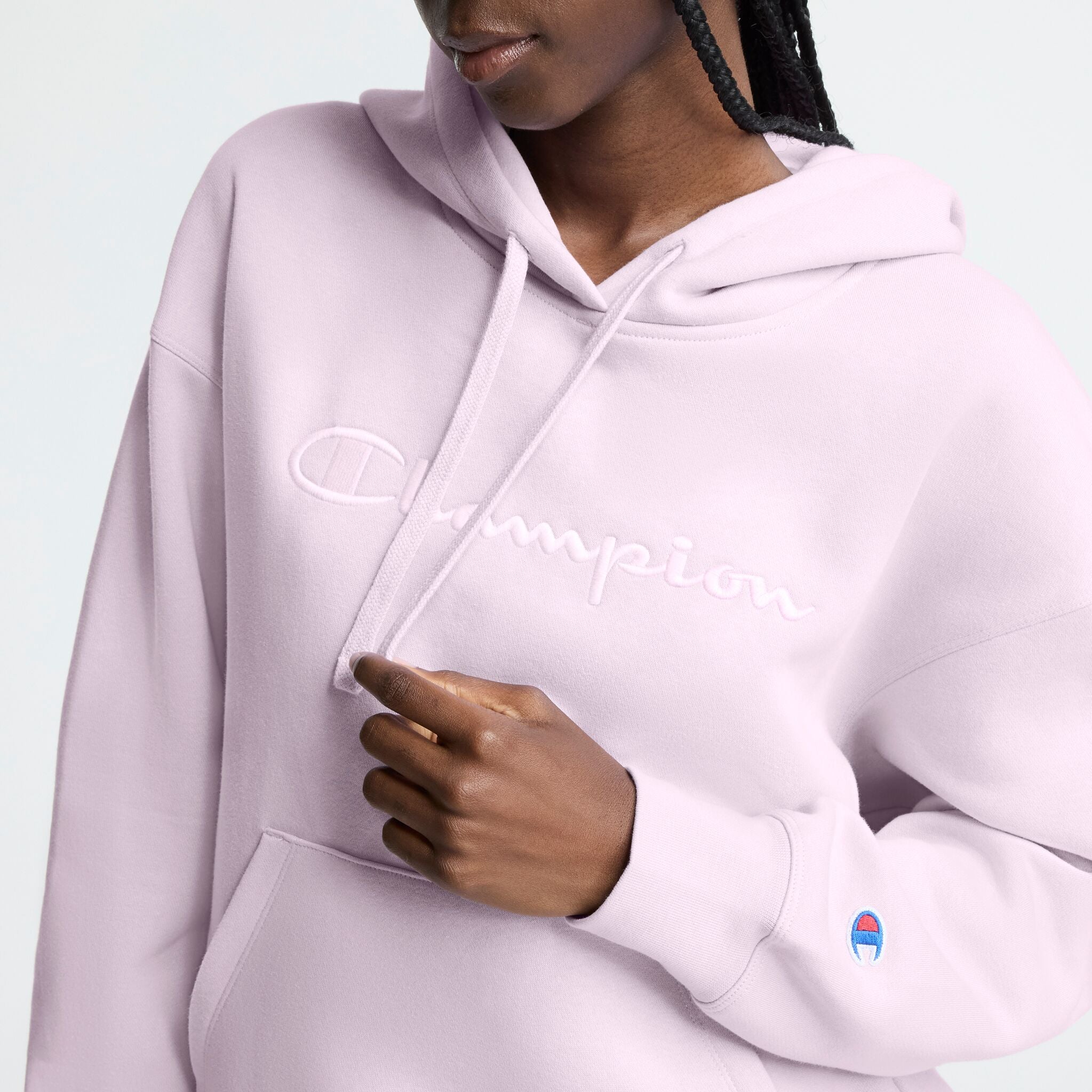 Powerblend Hoodie. Relaxed. Full Embroidered Script Logo - Image 4